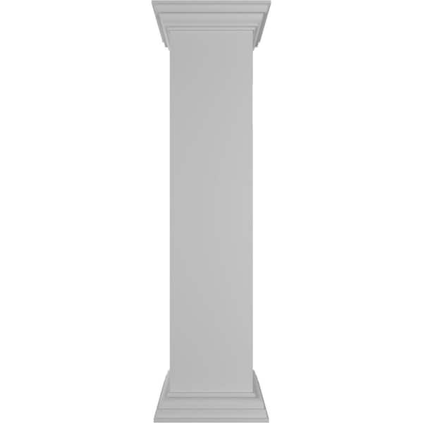 Ekena Millwork Plain 40 in. x 10 in. White Box Newel Post with Flat Capital and Base Trim (Installation Kit Included)
