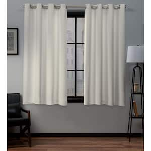 Academy Ivory Solid Blackout Grommet Top Curtain, 52 in. W x 63 in. L (Set of 2)