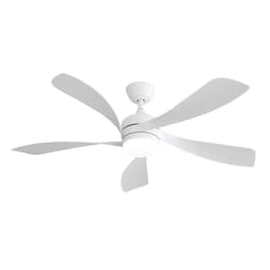 52 in. Indoor Modern Ceiling Fan With 3 Color Dimmable 5 ABS White Blades Smart Remote Control DC Motor in White