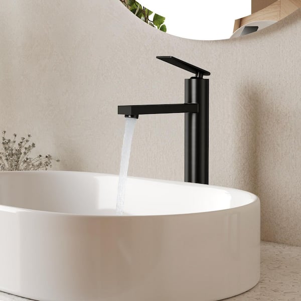12 in. Height Single Handle Single Hole Bathroom Faucet 1.2 GPM Spot Resistant in Matte Black