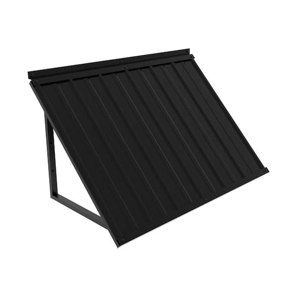 42.4 in. x 23.5 in. Fixed Metal Door Window Awning Canopy, Rust-Resistant Solid Steel Frame Cover, Black