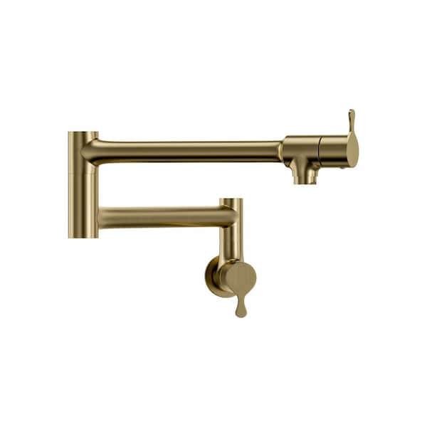 Aosspy Modern 20 in. Wall Mounted Pot Filler in Brushed Gold