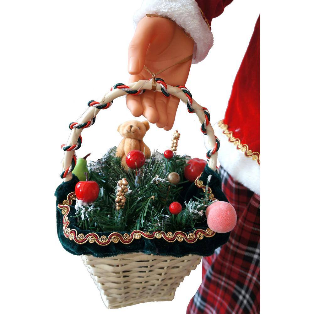 58-Inch Animated Dancing Mrs. Claus with Tartan Skirt and Gift Basket