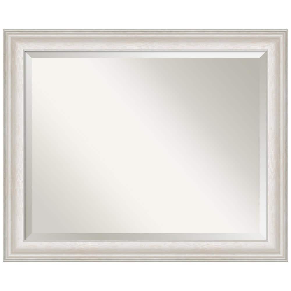 Trio White Wash Silver Rectangular Wall Mirror