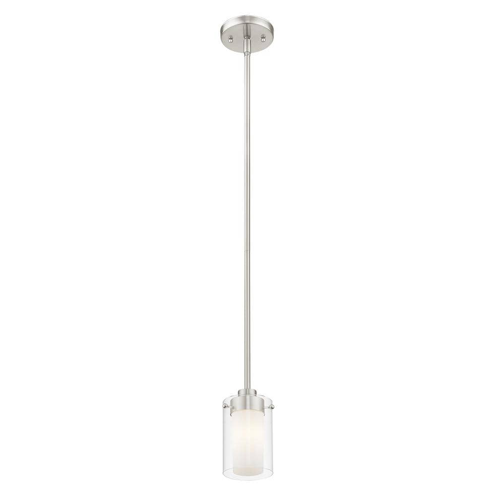 Brushed Nickel Mini Pendant with Clear and Opal Glass Shades