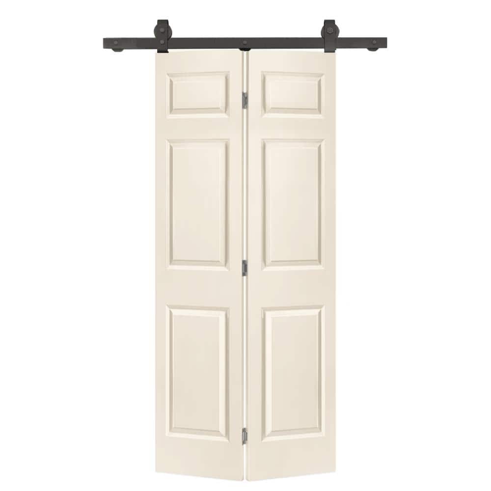 30 in. x 84 in. 6-Panel Beige Painted MDF Hollow Core Composite Bi-Fold Barn Door with Sliding Hardware Kit price history on PriceWatchPro