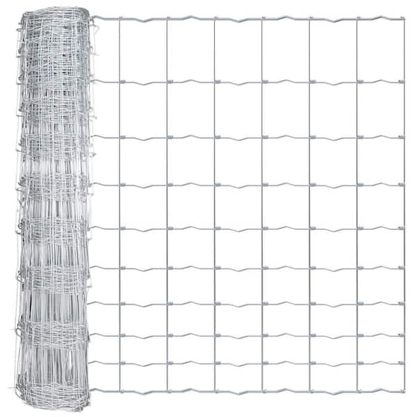 4 ft. x 100 ft. 12.5/10 Gauge Graduated Mesh Galvanized Woven Wire Horse Fencing, Hinge Joint Livestock Field Farm Fence