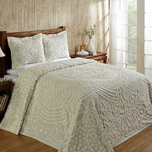 Florence 2-Piece 100% Cotton Sage Twin Medallion Design Bedspread Set