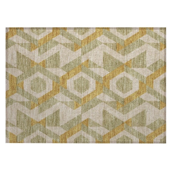 Chantille Machine Washable Indoor/Outdoor Abstract ACN2962 Gold 3 ft. x 4 ft. Area Rug