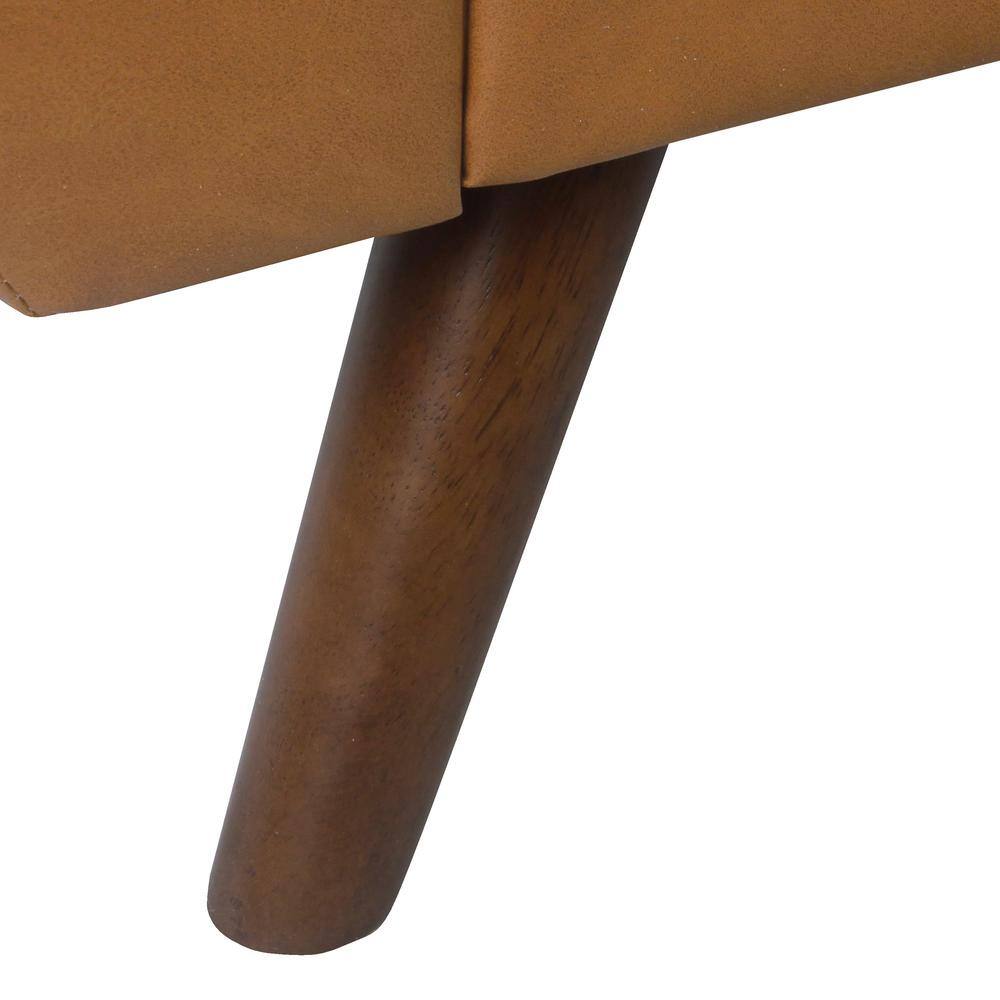 Carmel Vegan Leather Storage Bench with Walnut Wood Legs