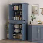 HOMCOM 72 in. Kitchen Pantry Organizer with Doors and Drawer, Adjustable Shelving, Navy Blue