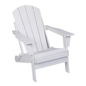Classic Adirondack Folding Adjustable Chair Outdoor Patio, HDPE, Weather Resistant, White