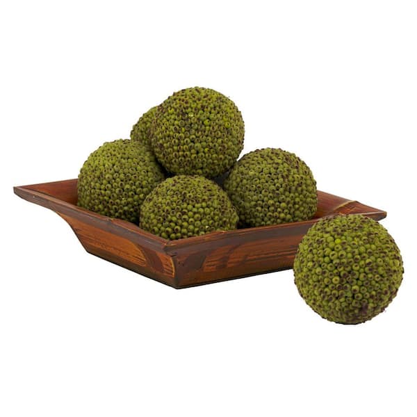 Nearly Natural 4 in. H Green Berry Ball (Set of 6)