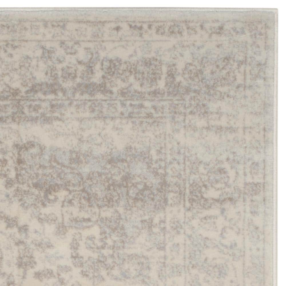 Carnegie Cream and Light Grey Synthetic Rectangular Area Rug
