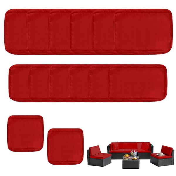 YLLN 14-Piece Patio Cushion Covers Replacement with Zipper, Waterproof Sectional Sofa Set for Outdoor Cushions Red