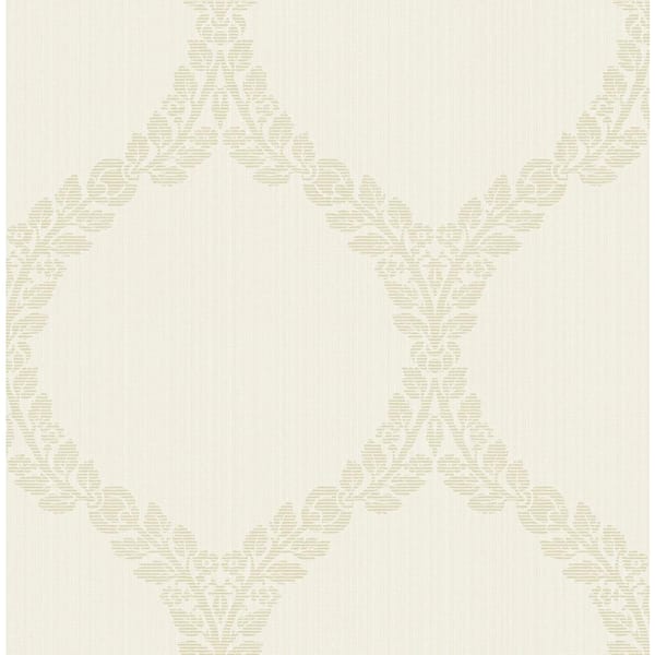 CASA MIA Oval Damask Cream Paper Non Pasted Strippable Wallpaper Roll (Cover 56.05 sq. ft.)