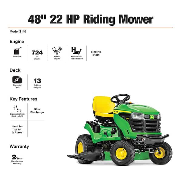 S140 48 in. 22 HP V-Twin Gas Hydrostatic Riding Lawn Mower