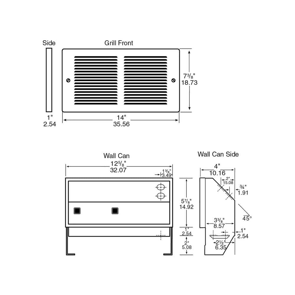 Cadet Black Electric Forced Air Wall Heater Assembly