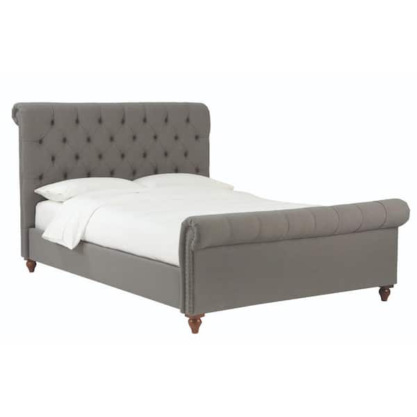 Grey Fabric Sleigh Bed King Size 50 Off Ingeniovirtual Com - Home Decorators Collection Tufted Headboard
