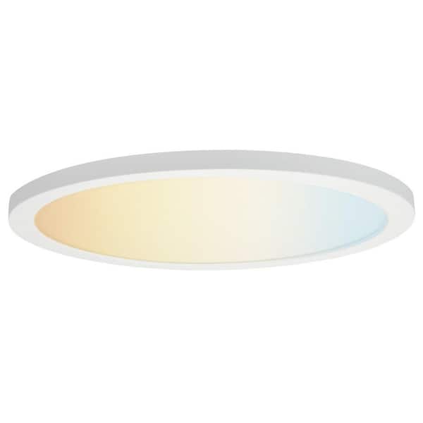 Sunlite 12 in. White Selectable CCT Dimmable Flush Mount Integrated LED Light Fixture (1-Pack)