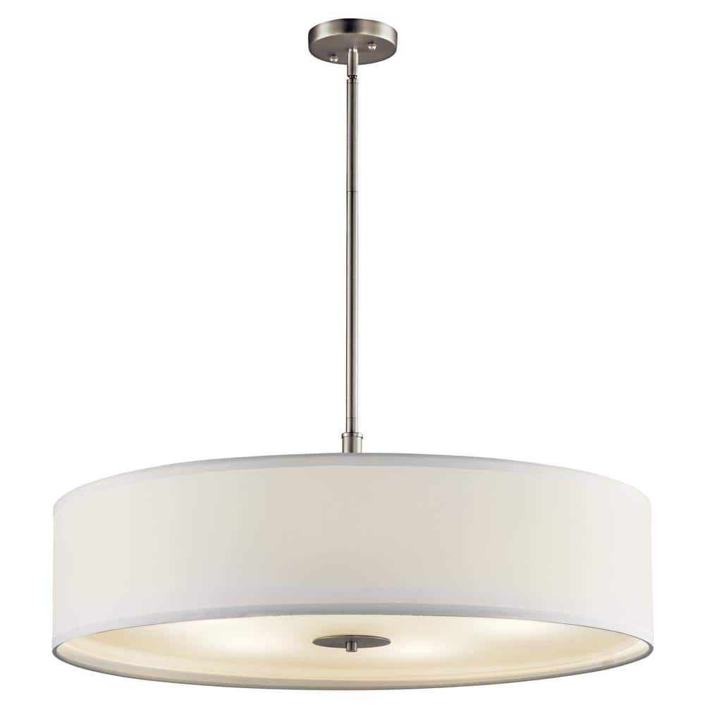 KICHLER 5-Light Brushed Nickel Transitional Shaded Kitchen Drum Pendant ...