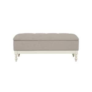 Beckett Antique Cream/Light Grey 46 in. Bedroom Bench with Storage