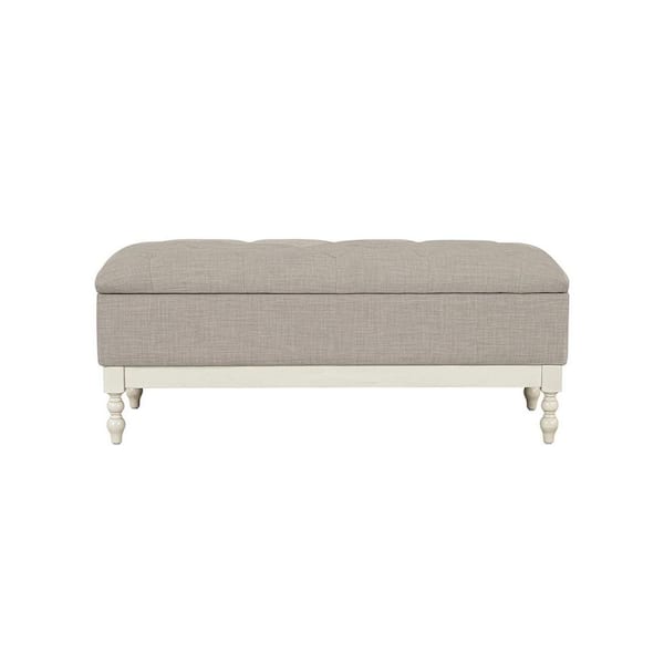 MADISON PARK Signature Beckett Antique Cream/Light Grey 46 in. Bedroom Bench with Storage
