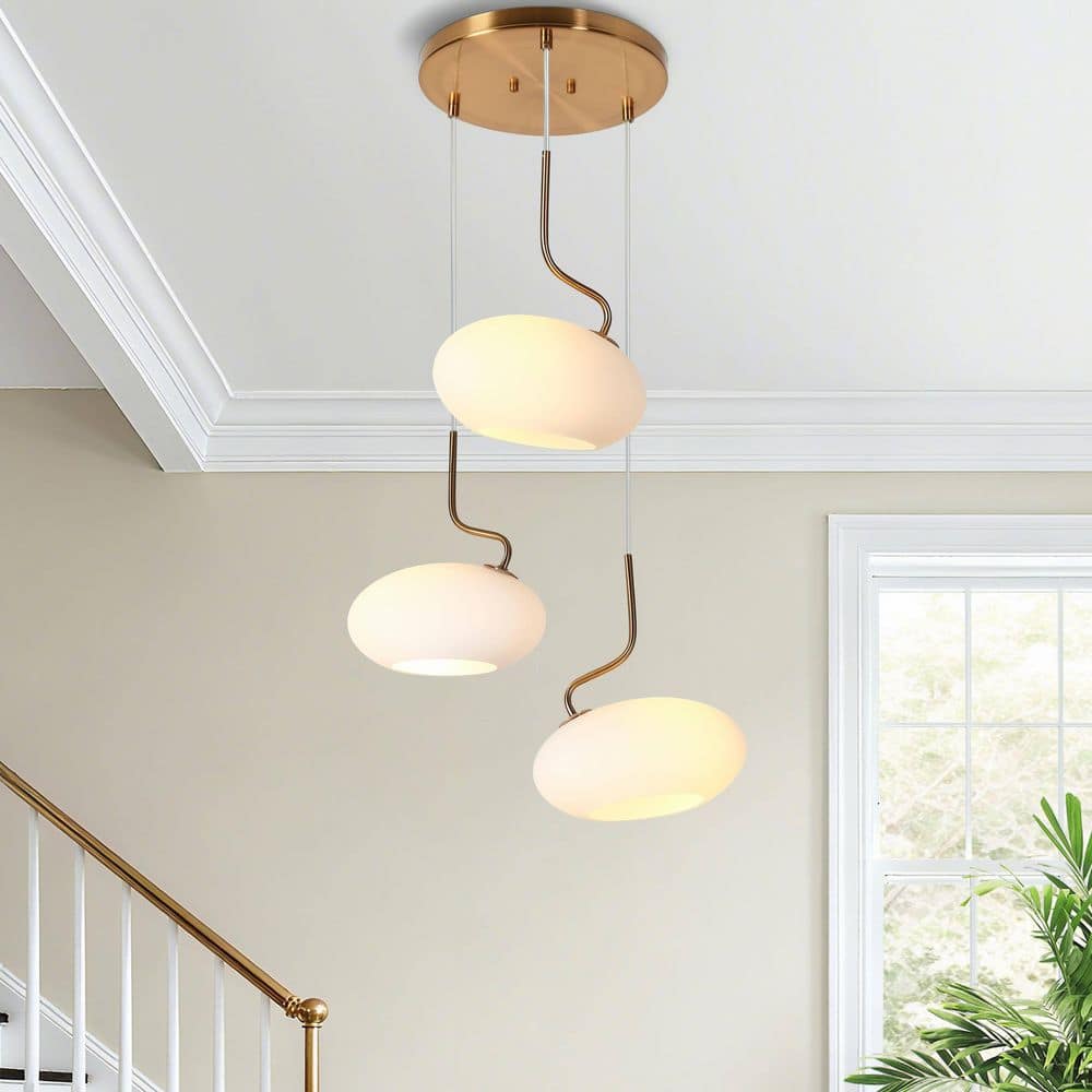 Modern Glam Gold Tiered Crystal Chandelier Transitional Drum Foyer Pendant for Dining Room - 14.1 inches