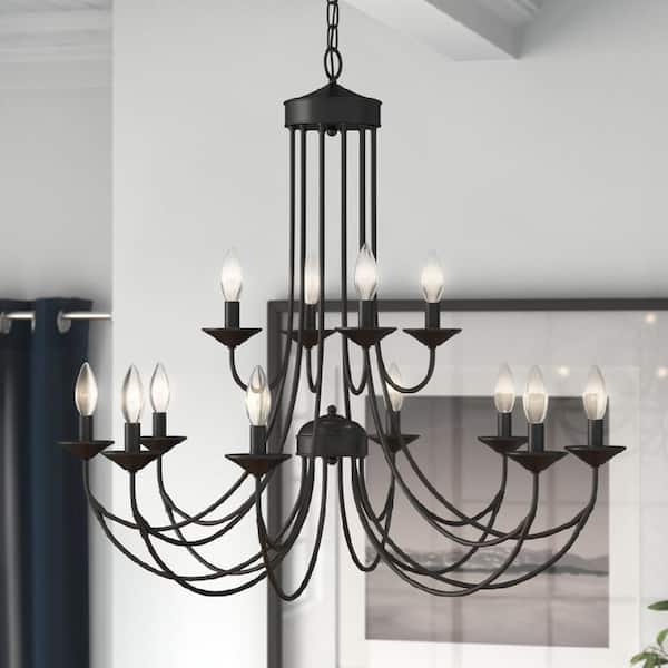 Maxax Boise 12 -Light Candle Style Classic Chandelier with Wrought Iron Accents