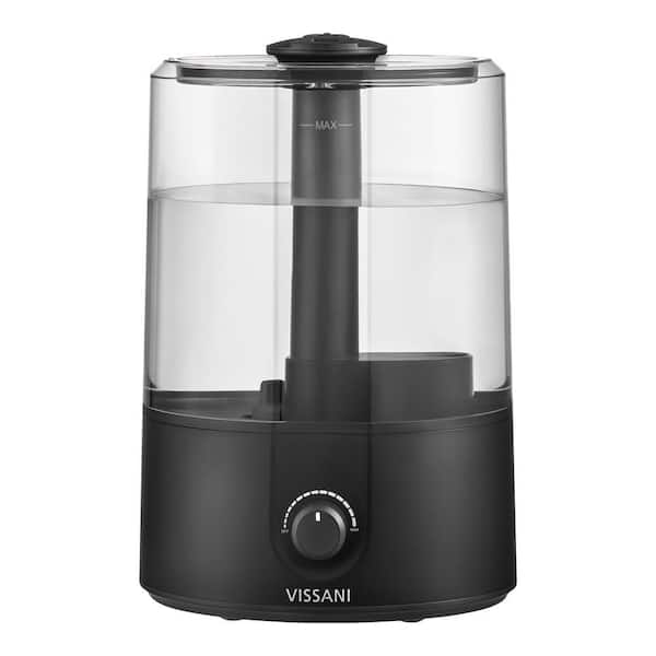 1 Gal. Ultrasonic Humidifier 360° Turning Dual Nozzle Cool Mist for Medium Room in Black