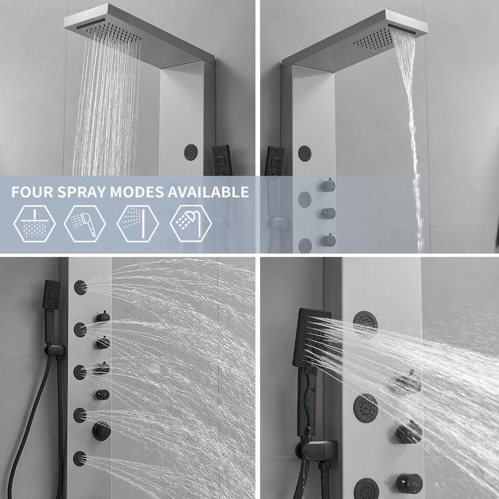 Black Nickel 5-Jet Rainfall Shower Panel System with Handheld Shower