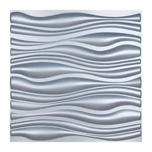 19.7 in x 19.7 in x 1 in PVC Decorative Silver Wall Panel for Living Room (12-Pack)