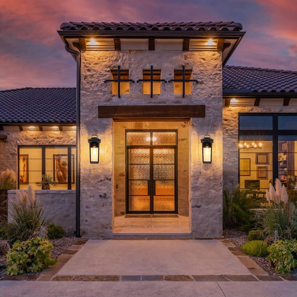 13.75 in. 1-Light Black Outdoor Hardwired Wall Lantern Sconce with Clear Glass, No Bulbs Included