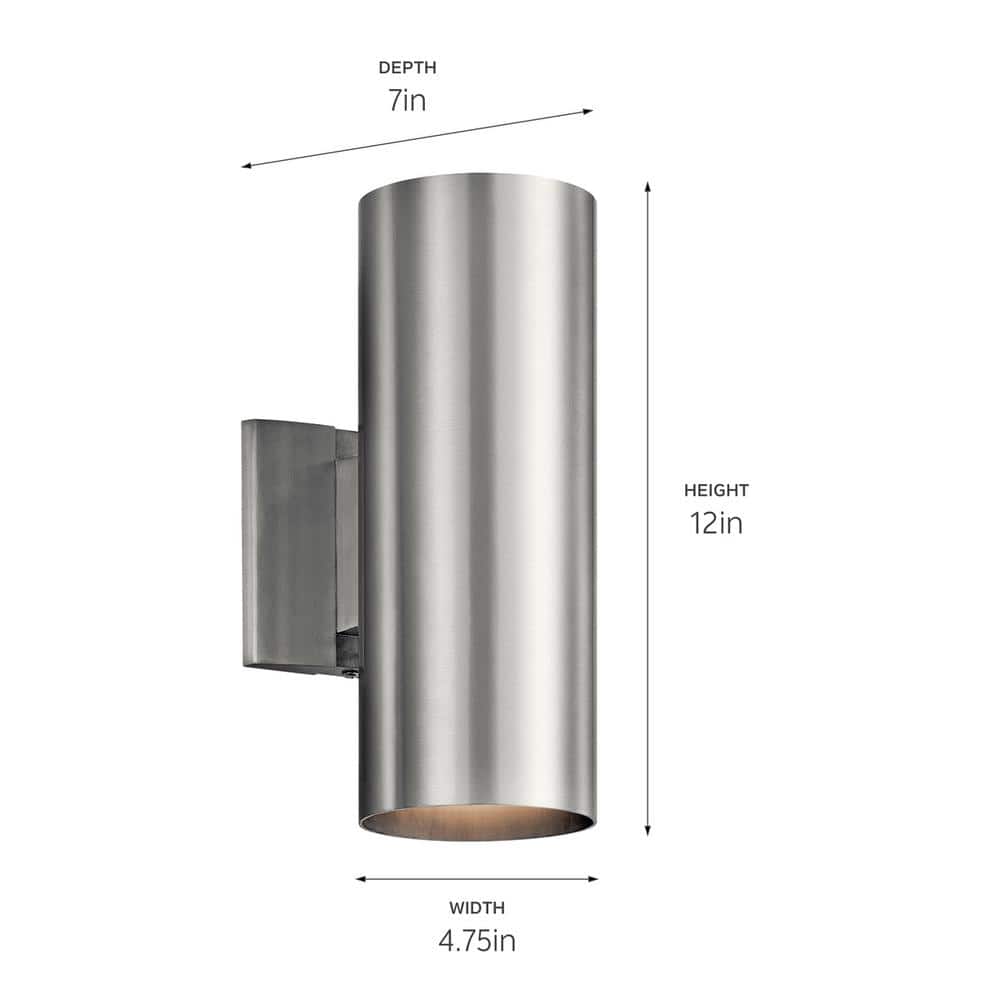 Brushed Aluminum 12" Modern Cylinder Wall Sconce