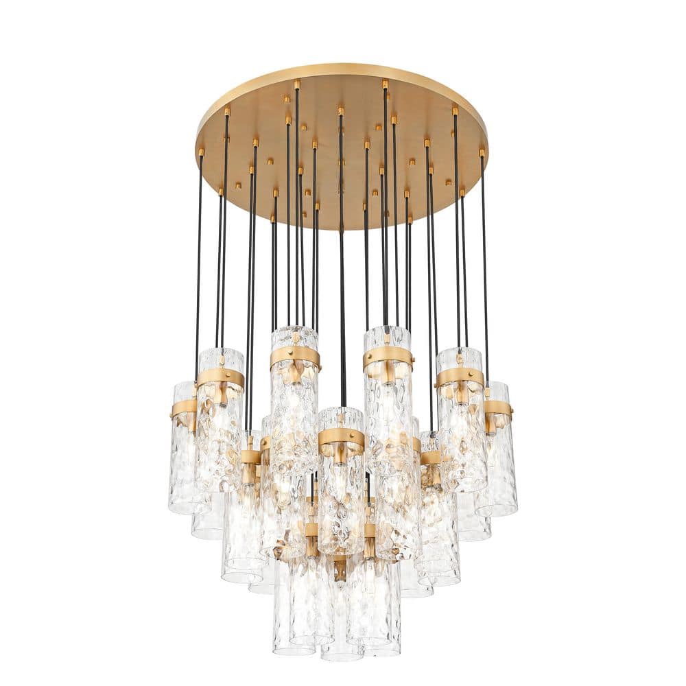 Fontaine 27 Light Rubbed Brass Chandelier for Indoor Use with No Bulbs Incl