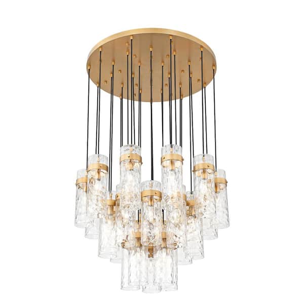 Unbranded Fontaine 27 Light Rubbed Brass Chandelier for Indoor Use with No Bulbs Included