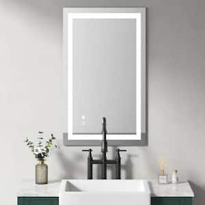 40 in. W x 24 in. H Large Rectangular Frameless Anti-Fog Dimmable Wall Mount LED Light Bathroom Vanity Mirror in white