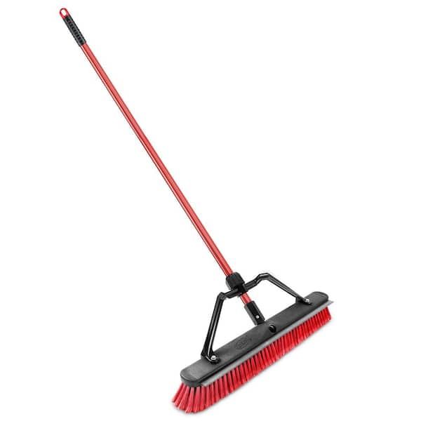 Libman - 24 in. High Power Heavy-Duty Multi-Surface Squeegee Push Broom with Brace and Steel Handle