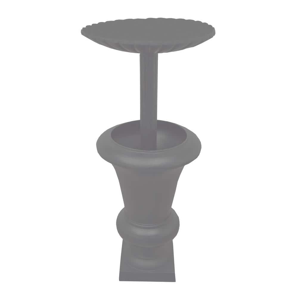 Ornate Gray Cast Aluminum Bird Bath with Planter Vase