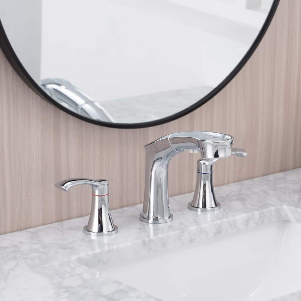 8 in. Widespread Double Handle Pull Out Sprayer Bathroom Faucet, Bathroom S