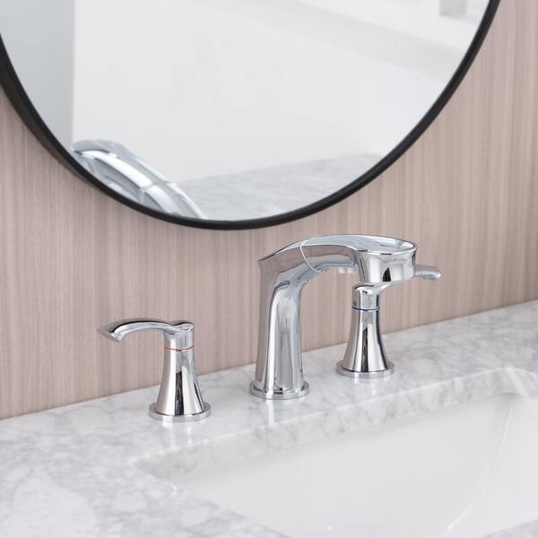 Unbranded 8 in. Widespread Double Handle Pull Out Sprayer Bathroom Faucet, Bathroom Sink Faucet Stainless Steel in Chrome