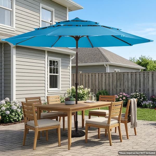 at home store patio umbrellas Market Umbrella | Wind Resistant, Heavy-Duty Aluminum Frame, Reinforced Fiberglass Ribs | Commercial Grade | Sunbrella Antique Beige This 15 ft 9 Feet Round Patio Umbrella