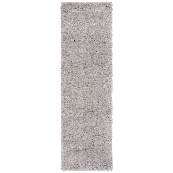 SAFAVIEH Fontana Shag Gray 2 ft. x 8 ft. Solid Runner Rug