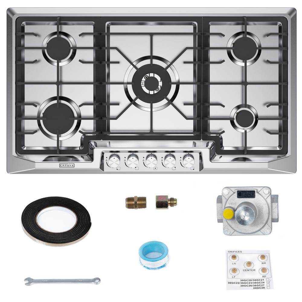 Empava 36 Inch Stainless Steel 5-Burner Gas Cooktop