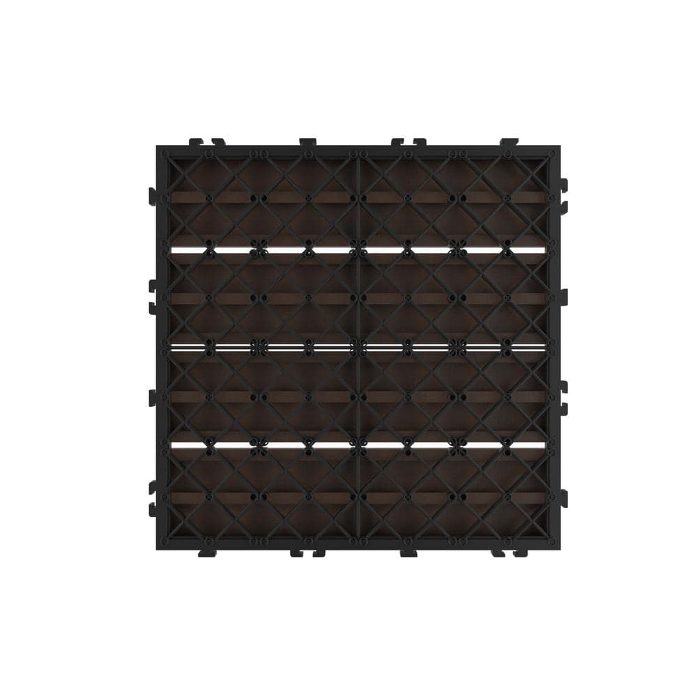 Brown 12" x 12" Wood Plastic Composite Interlocking Deck Tiles
