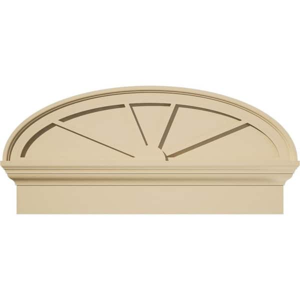 Ekena Millwork 30 in. W x 14-3/8 in. H x 2-3/4 in. P Elliptical 4 Spoke Signature Urethane Combination Pediment, Primed Tan