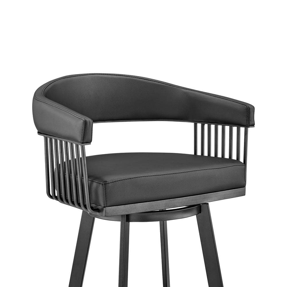 Chelsea Black Faux Leather Swivel Counter Stool