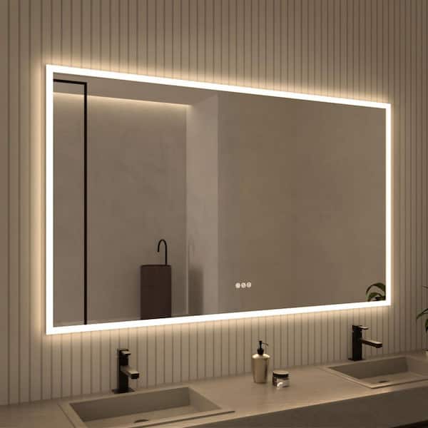 Musci 60 in. W x 36 in. H Rectangular Frameless LED Wall Bathroom Vanity Mirror