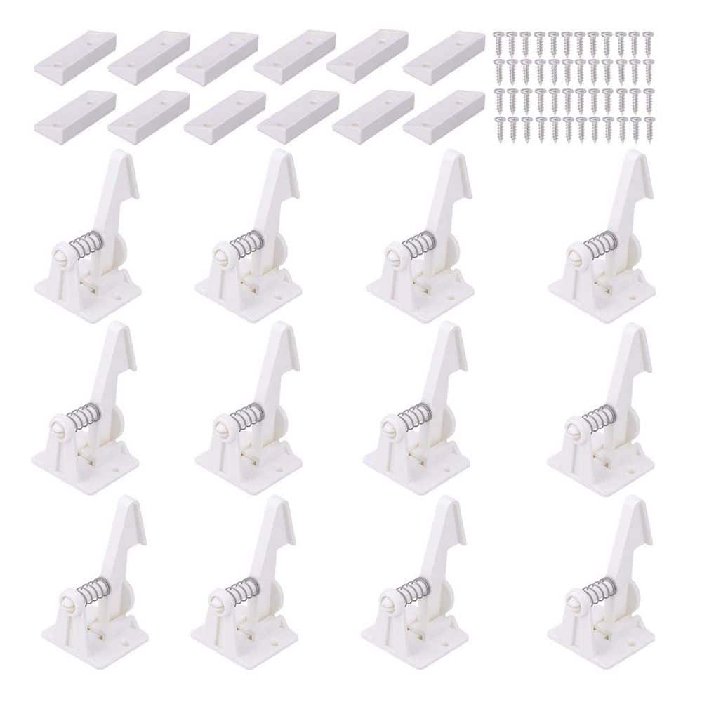 White Spring Child Safety Cabinet Drawer Latch Adhesive Easy Install Latch Type Door Latch 12 Pack price history on PriceWatchPro