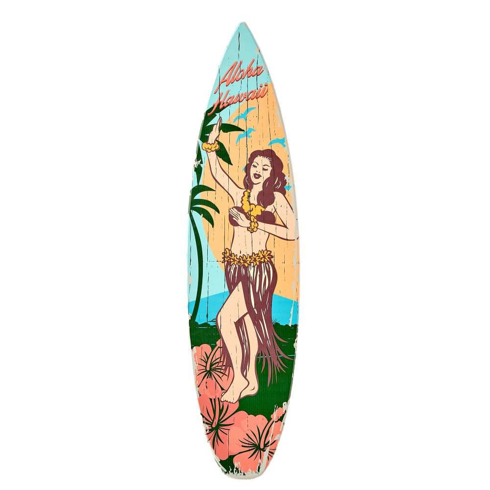 15 in. x 60 in. Yellow, Green Aloha Hawaii by Crystal Art Gallery MDF Wood Surfboard Plaque Wall Art price history on PriceWatchPro